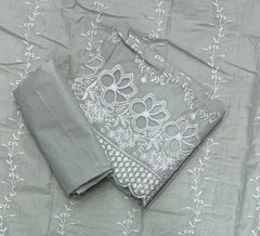 Graceful Cotton Chikankari Suit Set DN5 (Light - Pista) - Yanchi