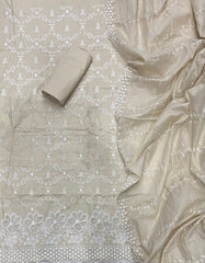 Graceful Cotton Chikankari Suit Set DN5 (Light - soft - Yellow) - Yanchi