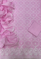 Graceful Cotton Chikankari Suit Set DN5 (Pink) - Yanchi