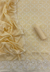 Graceful Cotton Chikankari Suit Set DN5 ( Soft Yellow) - Yanchi