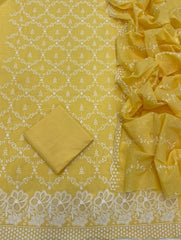 Graceful Cotton Chikankari Suit Set DN5 (Yellow) - Yanchi