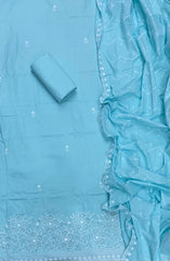 Graceful Cotton Chikankari Suit Set DN5(Blue) - Yanchi