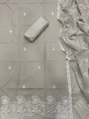 Graceful Cotton Chikankari Suit Set DN5(Grey) - Yanchi