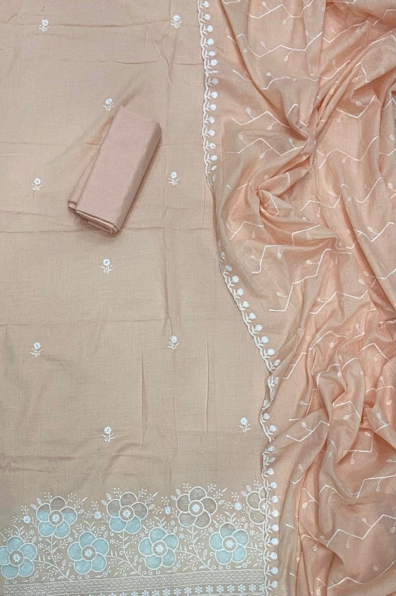 Graceful Cotton Chikankari Suit Set DN5(Light - Orange) - Yanchi