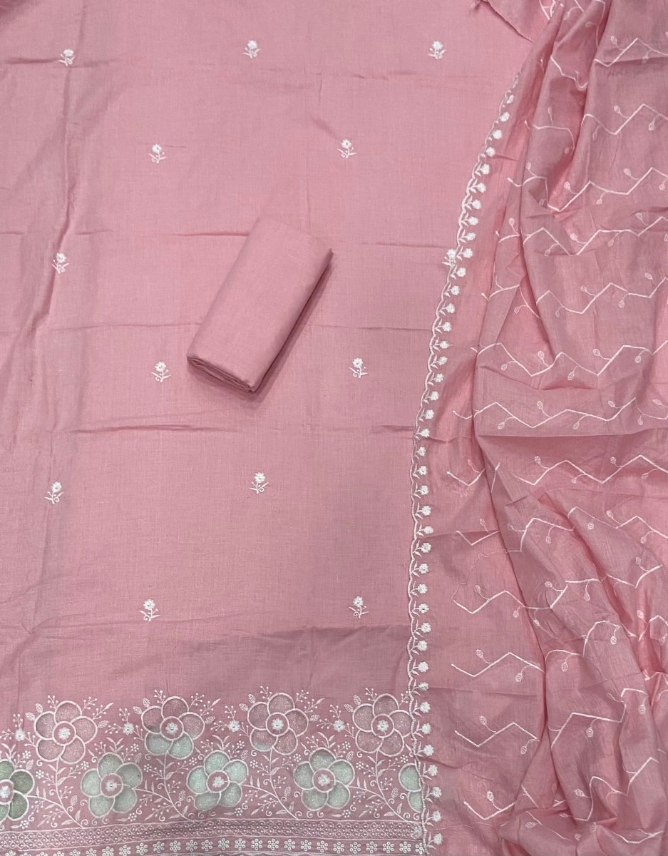 Graceful Cotton Chikankari Suit Set DN5(Peach) - Yanchi