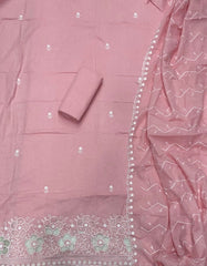 Graceful Cotton Chikankari Suit Set DN5(Peach) - Yanchi
