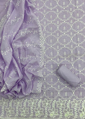 Graceful Cotton Chikankari Suit Set DN6 (Lavender) - Yanchi