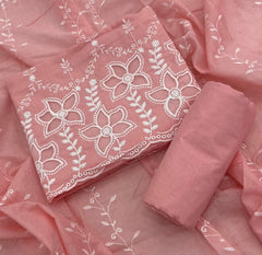 Graceful Cotton Chikankari Suit Set DN6 (Peach) - Yanchi