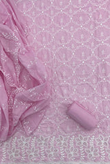 Graceful Cotton Chikankari Suit Set DN6 (Pink) - Yanchi