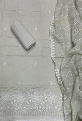 Graceful Cotton Chikankari Suit Set DN7 (Light - Grey) - Yanchi