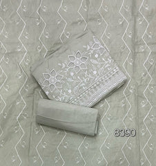 Graceful Cotton Chikankari Suit Set DN7 (Light - Grey) - Yanchi