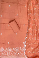 Graceful Cotton Chikankari Suit Set DN7 (orange) - Yanchi