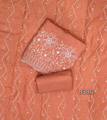 Graceful Cotton Chikankari Suit Set DN7 (orange) - Yanchi