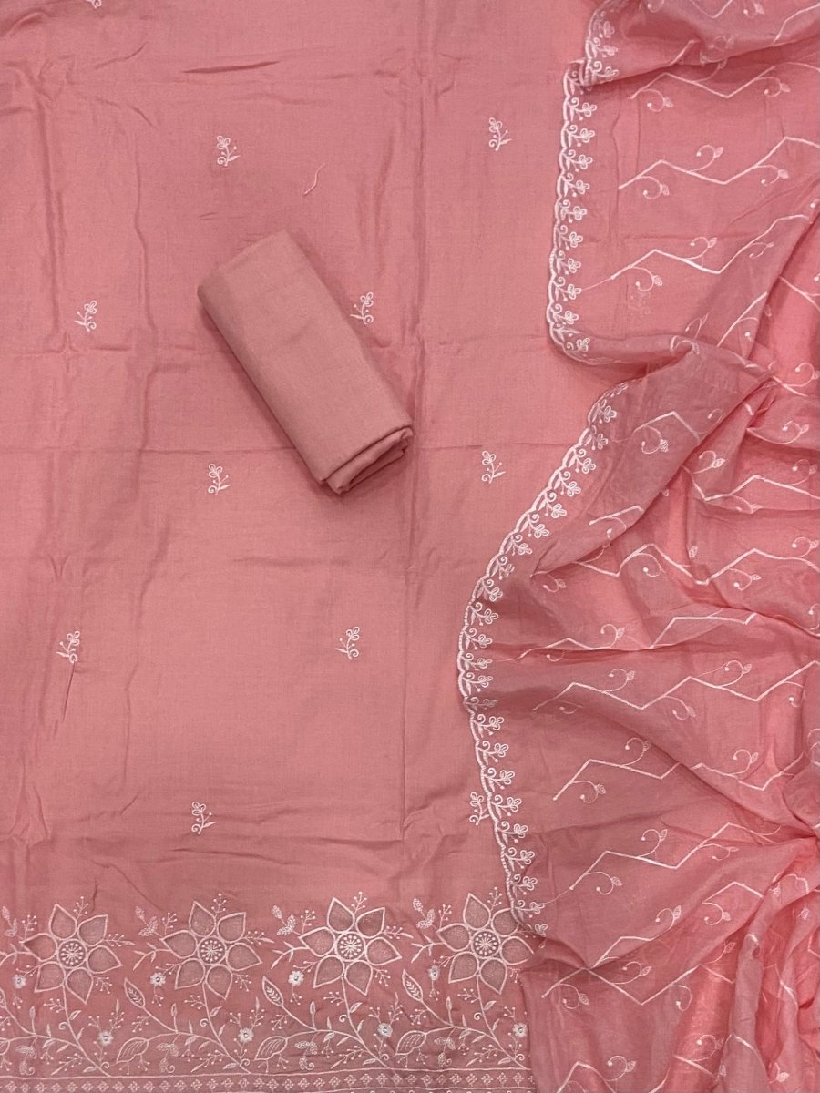 Graceful Cotton Chikankari Suit Set DN7 (Peach) - Yanchi