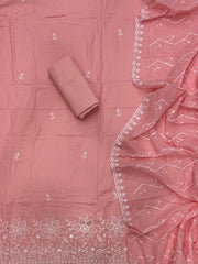 Graceful Cotton Chikankari Suit Set DN7 (Peach) - Yanchi