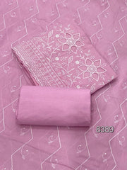 Graceful Cotton Chikankari Suit Set DN7 (Pink) - Yanchi