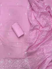 Graceful Cotton Chikankari Suit Set DN7 (Pink) - Yanchi