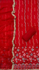Karwa Special Red Organza Heavy Sequins & Thread Work Suit Set - Yanchi