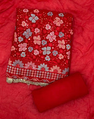 Karwa Special Red Organza Heavy Sequins & Thread Work Suit Set - Yanchi