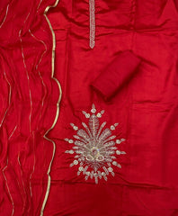 Karwa Special Red Organza Heavy Sequins & Work Suit Set - Yanchi