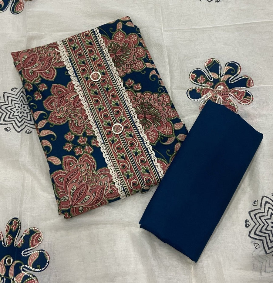 Luxury cotton Suit Set with Dhaga work - Yanchi