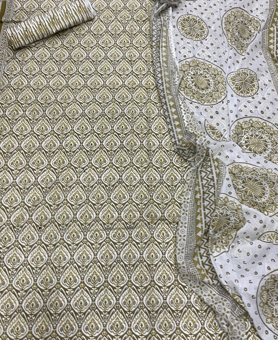 Luxury cotton Suit Set with sequence work - Yanchi
