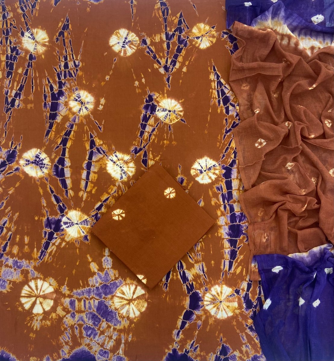Matching Classic Tie Dye Suit (Brown - Blue) - Yanchi