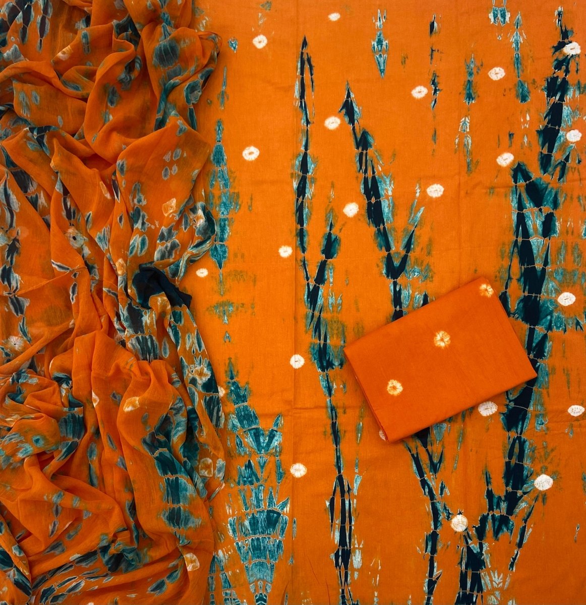 Matching Classic Tie Dye Suit (Kesariya Yellow) - Yanchi