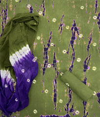 Matching Classic Tie Dye Suit (Mehandi - Green - Purple) - Yanchi