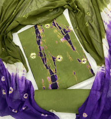 Matching Classic Tie Dye Suit (Mehandi - Green - Purple) - Yanchi