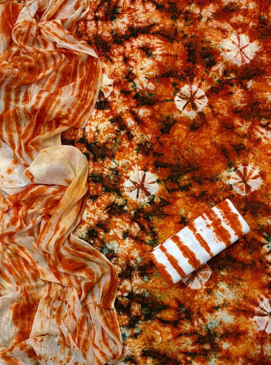 Matching Premium Tie Dye Suit Set (Orange) - Yanchi