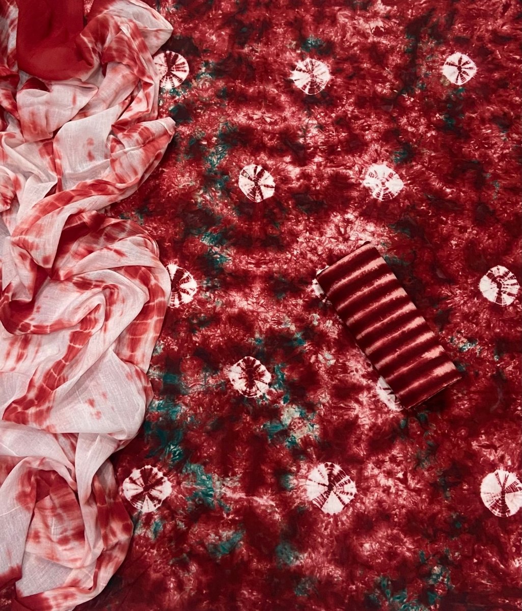Matching Premium Tie Dye Suit Set (Red) - Yanchi