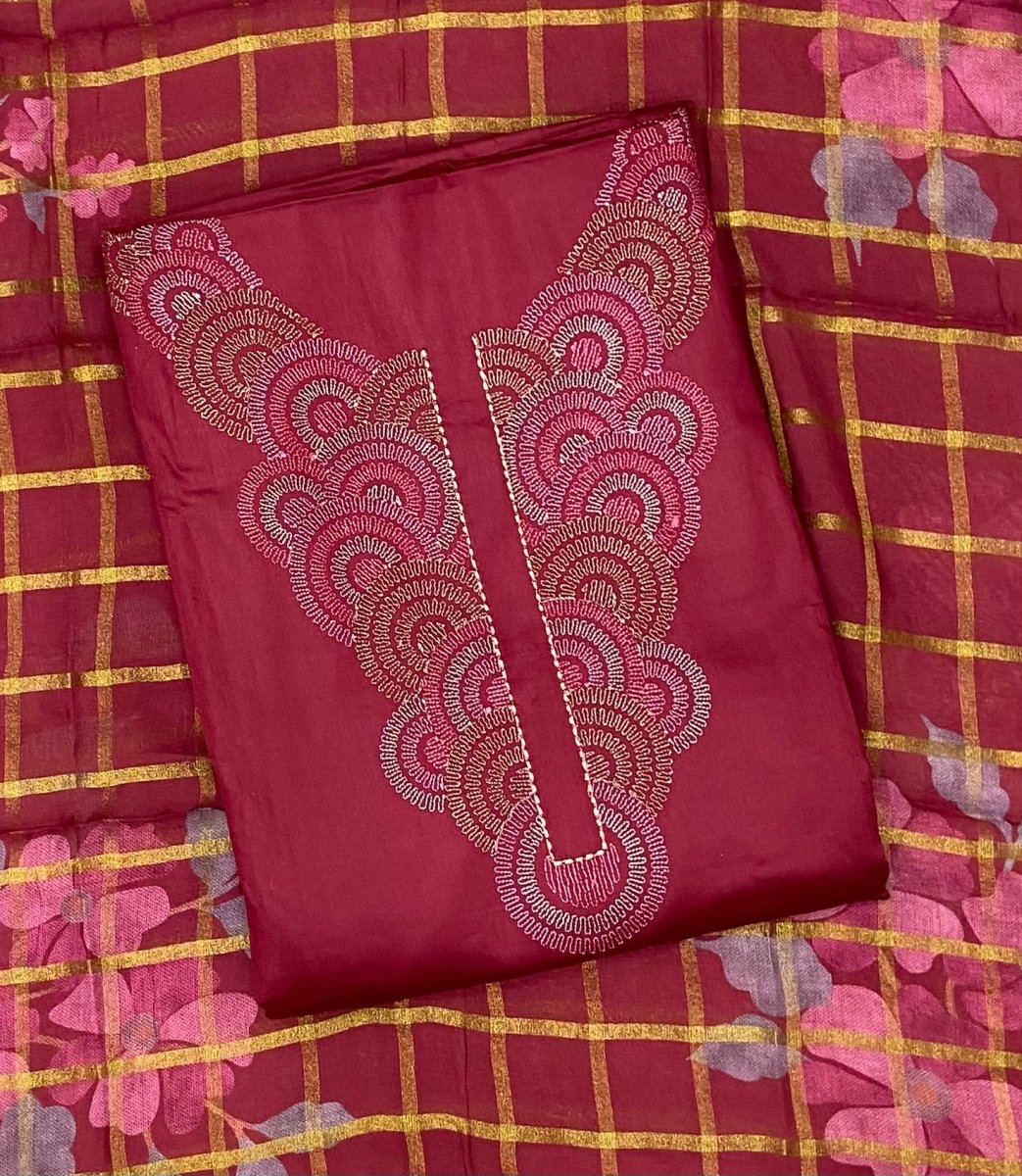 Netra Premium Glace Cotton With Embroidery Suit Set - Yanchi