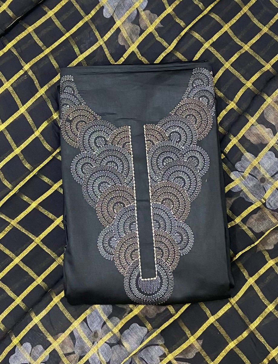 Netra Premium Glace Cotton With Embroidery Suit Set - Yanchi