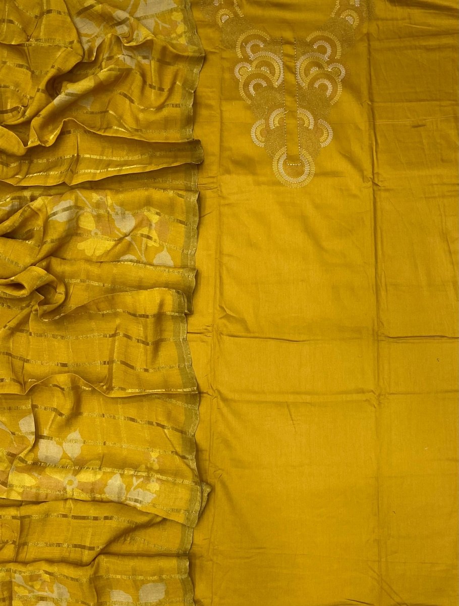 Netra Premium Glace Cotton With Embroidery Suit Set - Yanchi