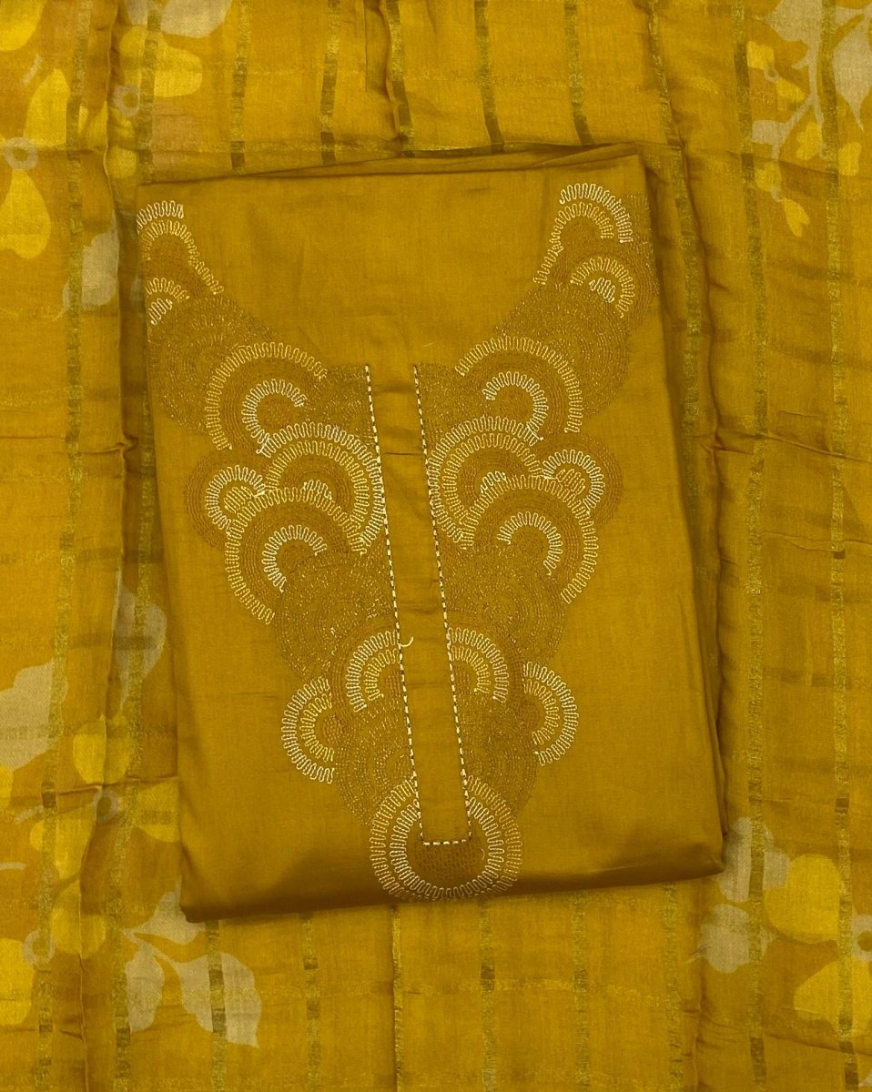 Netra Premium Glace Cotton With Embroidery Suit Set - Yanchi