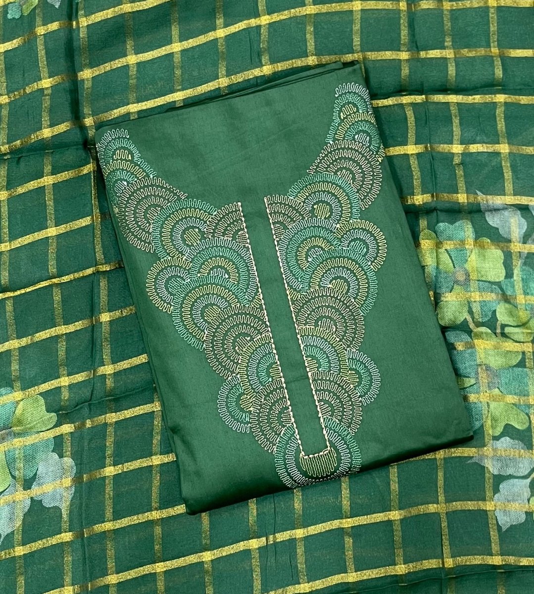 Netra Premium Glace Cotton With Embroidery Suit Set - Yanchi