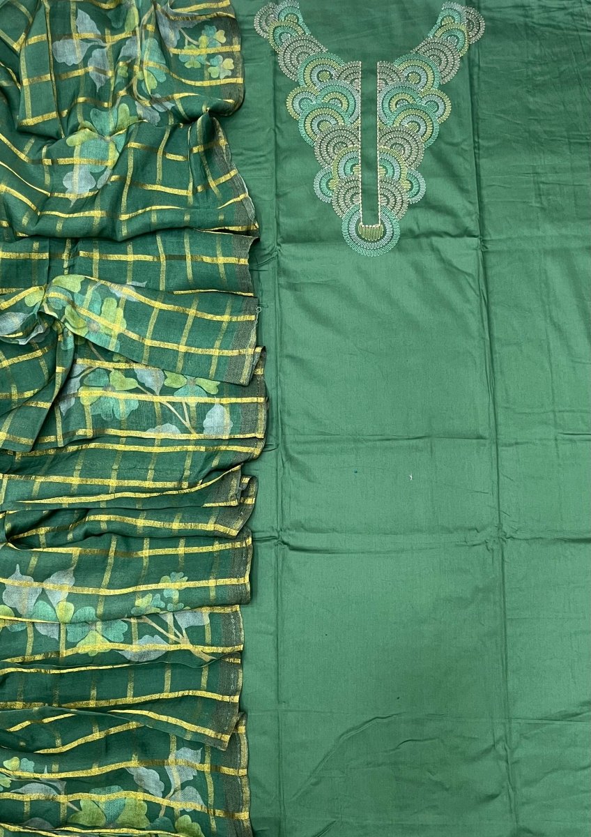 Netra Premium Glace Cotton With Embroidery Suit Set - Yanchi