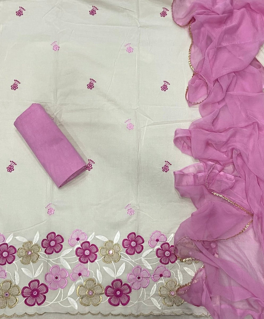 Premium Chikankari Pure Cotton Suit Set - Yanchi