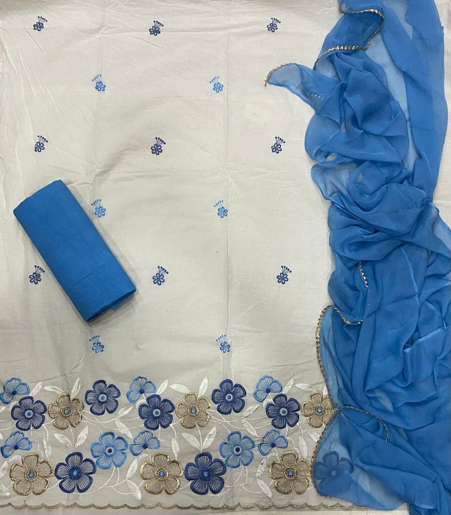 Premium Chikankari Pure Cotton Suit Set - Yanchi