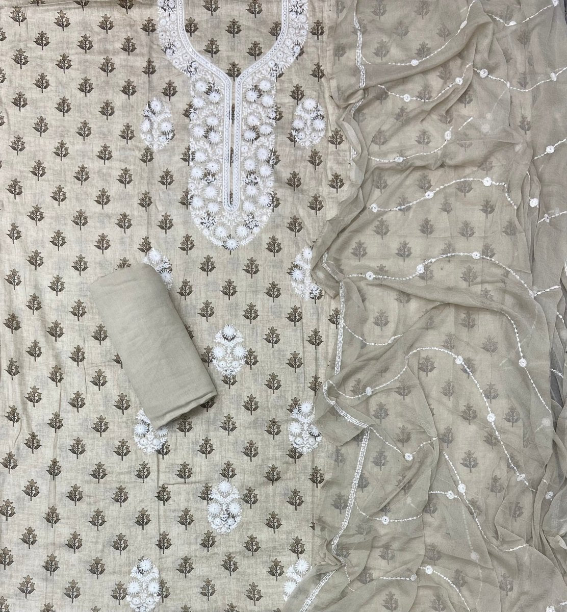 Premium Chikankari Pure Cotton Suit Set - Yanchi