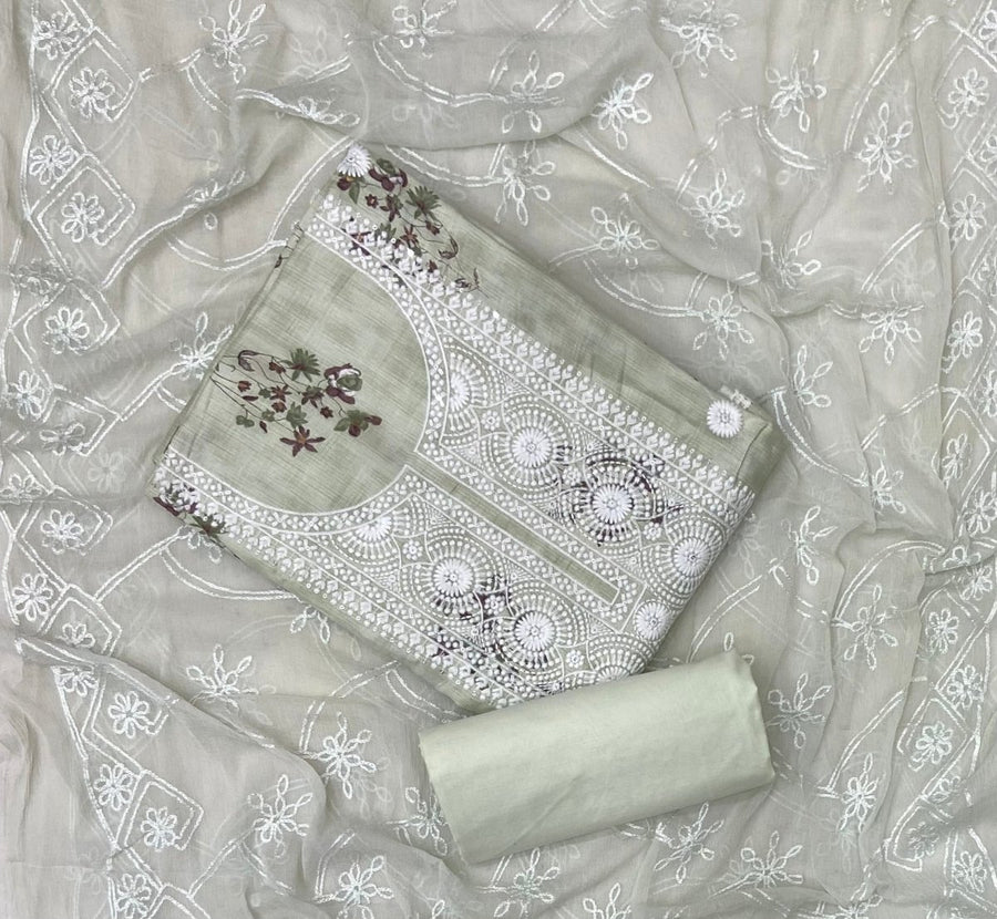 Premium Chikankari Pure Cotton Suit Set - Yanchi