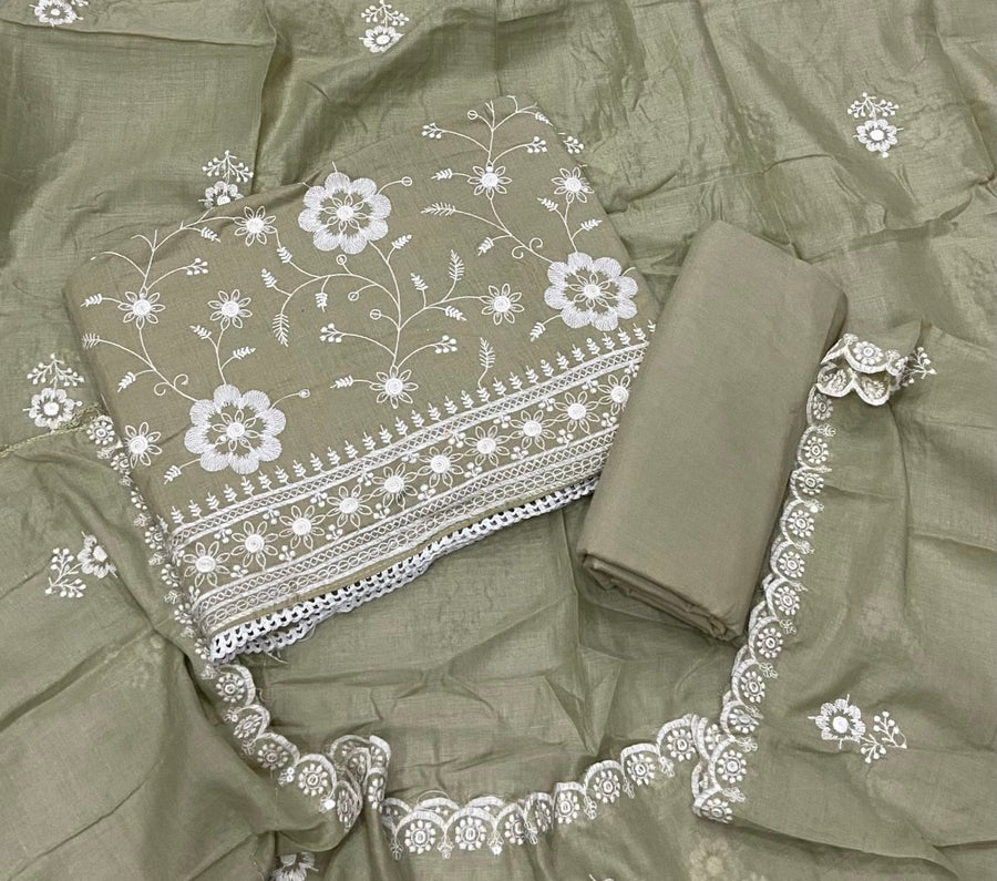 Premium Chikankari Pure Cotton Suit Set - Yanchi