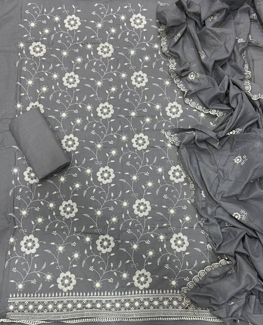 Premium Chikankari Pure Cotton Suit Set - Yanchi
