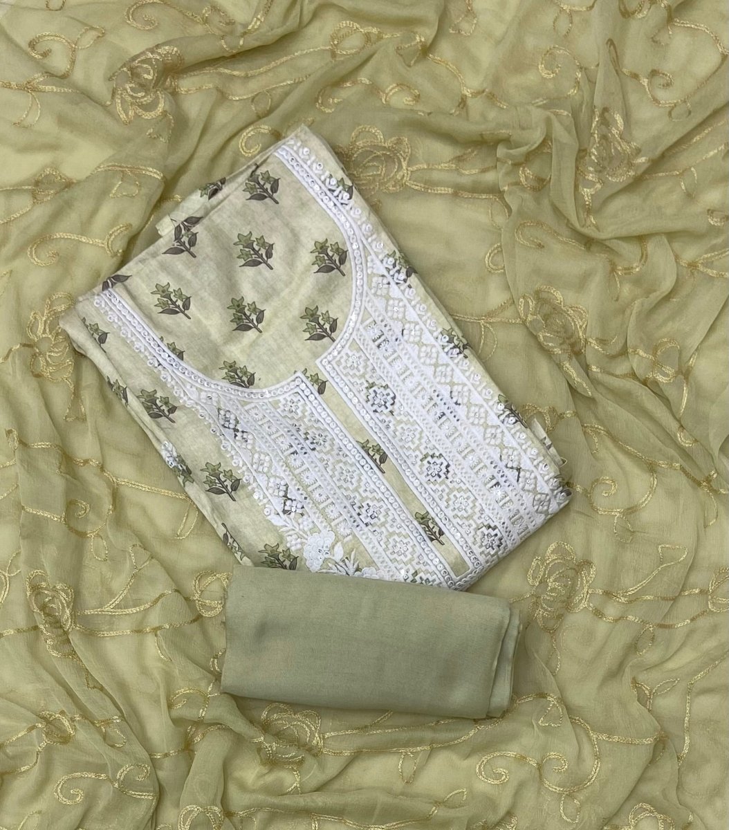 Premium Chikankari Pure Cotton Suit Set - Yanchi