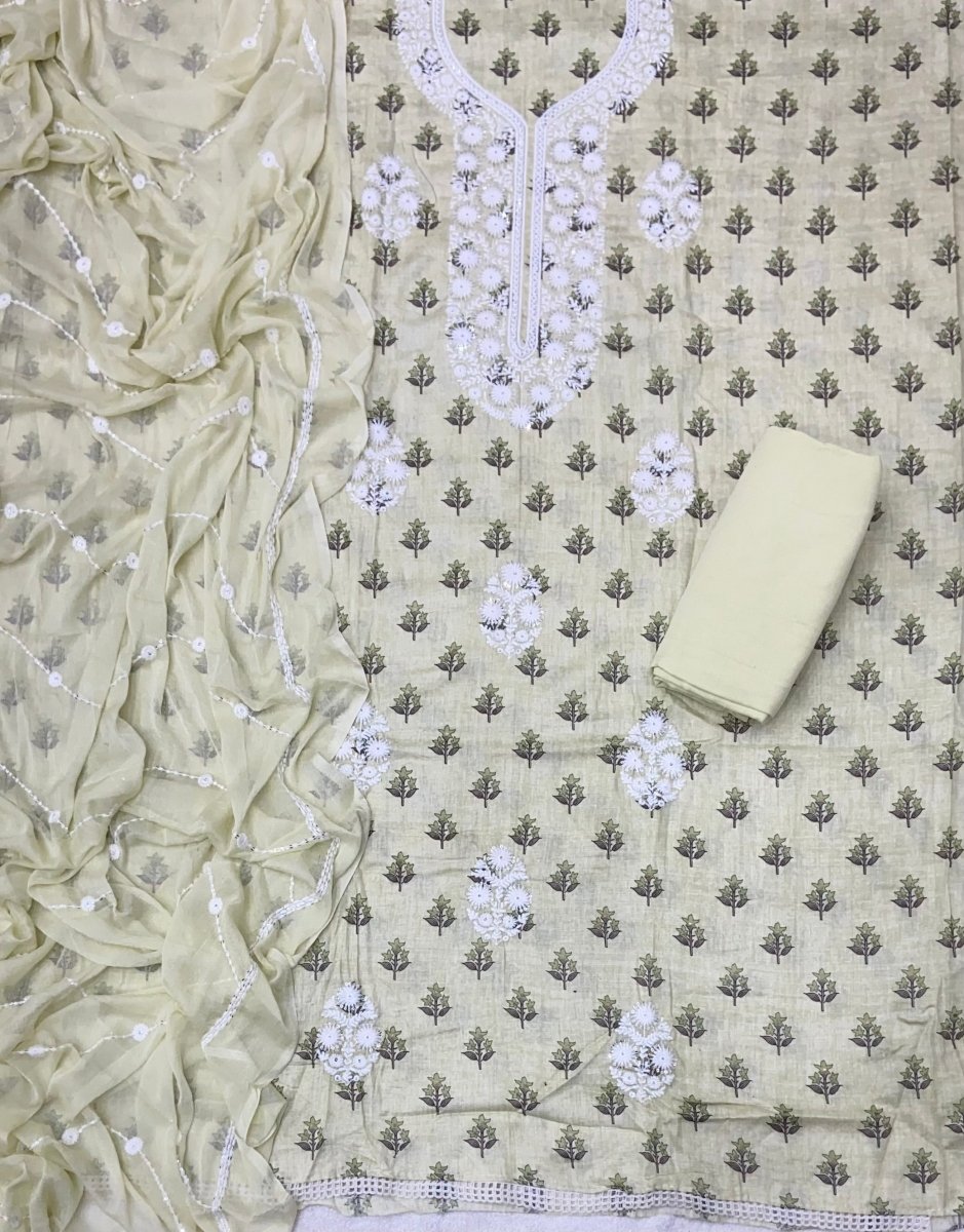 Premium Chikankari Pure Cotton Suit Set - Yanchi