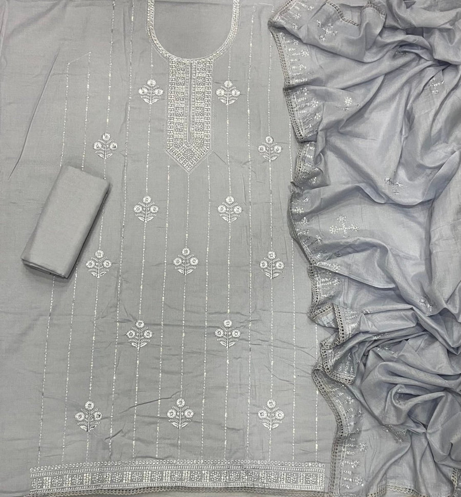 Premium Chikankari Pure Cotton Suit Set - Yanchi