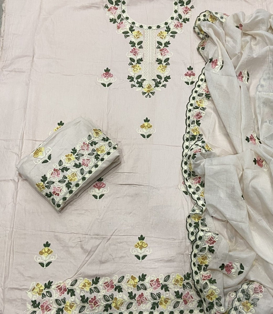 Premium Chikankari Pure Cotton Suit Set - Yanchi