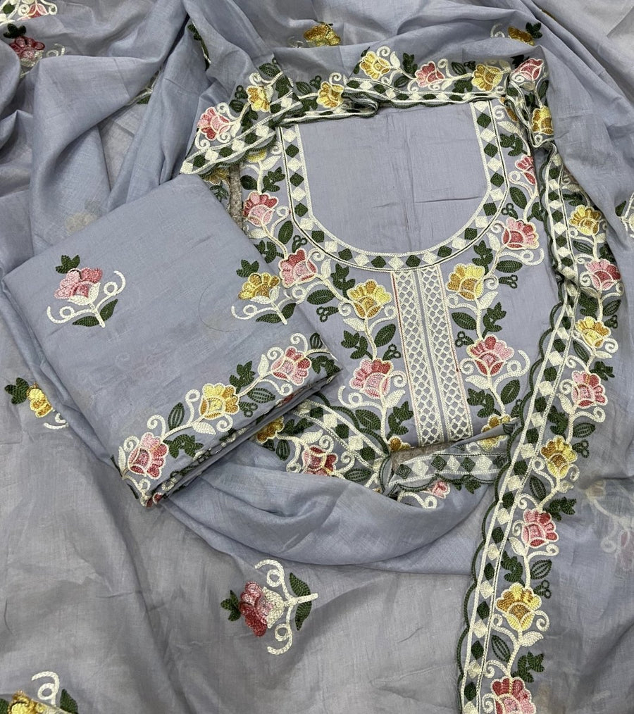 Premium Chikankari Pure Cotton Suit Set - Yanchi