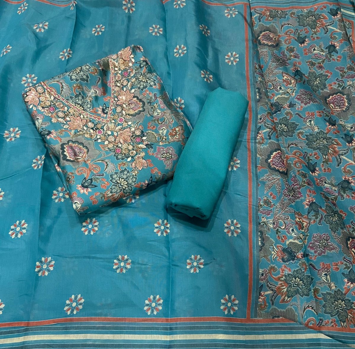 Premium Modal Silk Suit Set with Beads & Sequins Zari Handwork - Yanchi